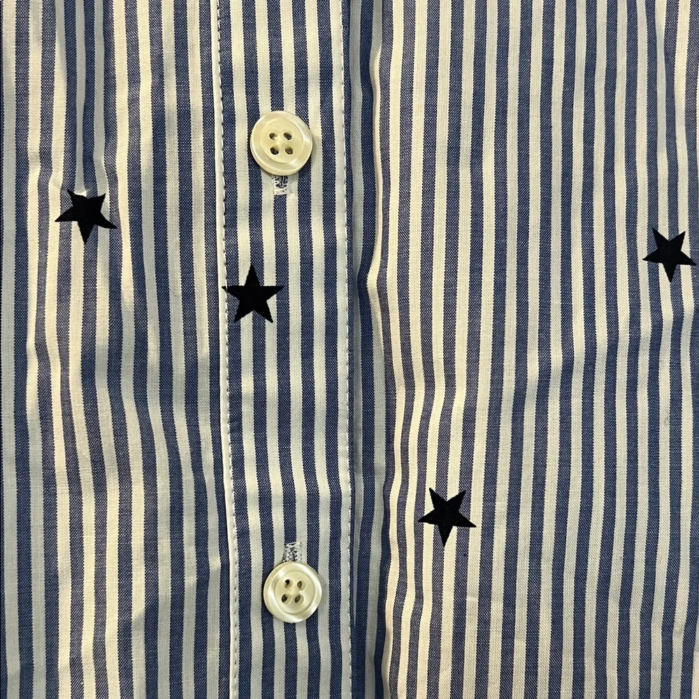 Kate Spade Stars & Stripes Poplin Shirt with Ruffle Collar & Cuffs NWOT - Picture 3 of 10